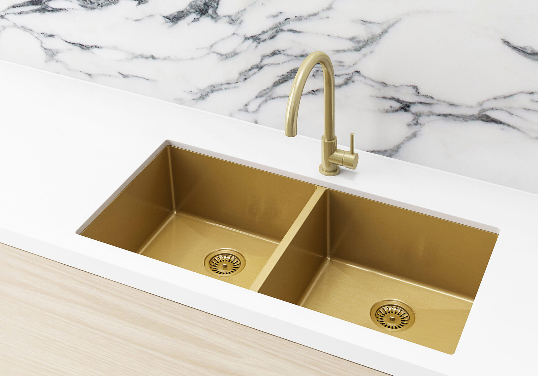 brushed gold kitchen sink waste